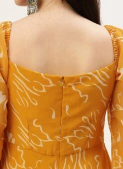Mustard Digital Print Georgette Maxi Dress After Six Wear -ZariGrace Shop Mustard Digital Print Georgette Maxi Dress DRBS02301953 rrc2