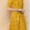 Mustard Rayon Printed A-Line Dress After Six Wear -ZariGrace Shop Mustard Rayon Printed A Line Dress DRBS02302195 l