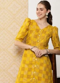 Mustard Rayon Printed A-Line Dress After Six Wear 16 Mustard Rayon Printed A-Line Dress After Six Wear -ZariGrace Shop Mustard Rayon Printed A Line Dress DRBS02302195 rrc3