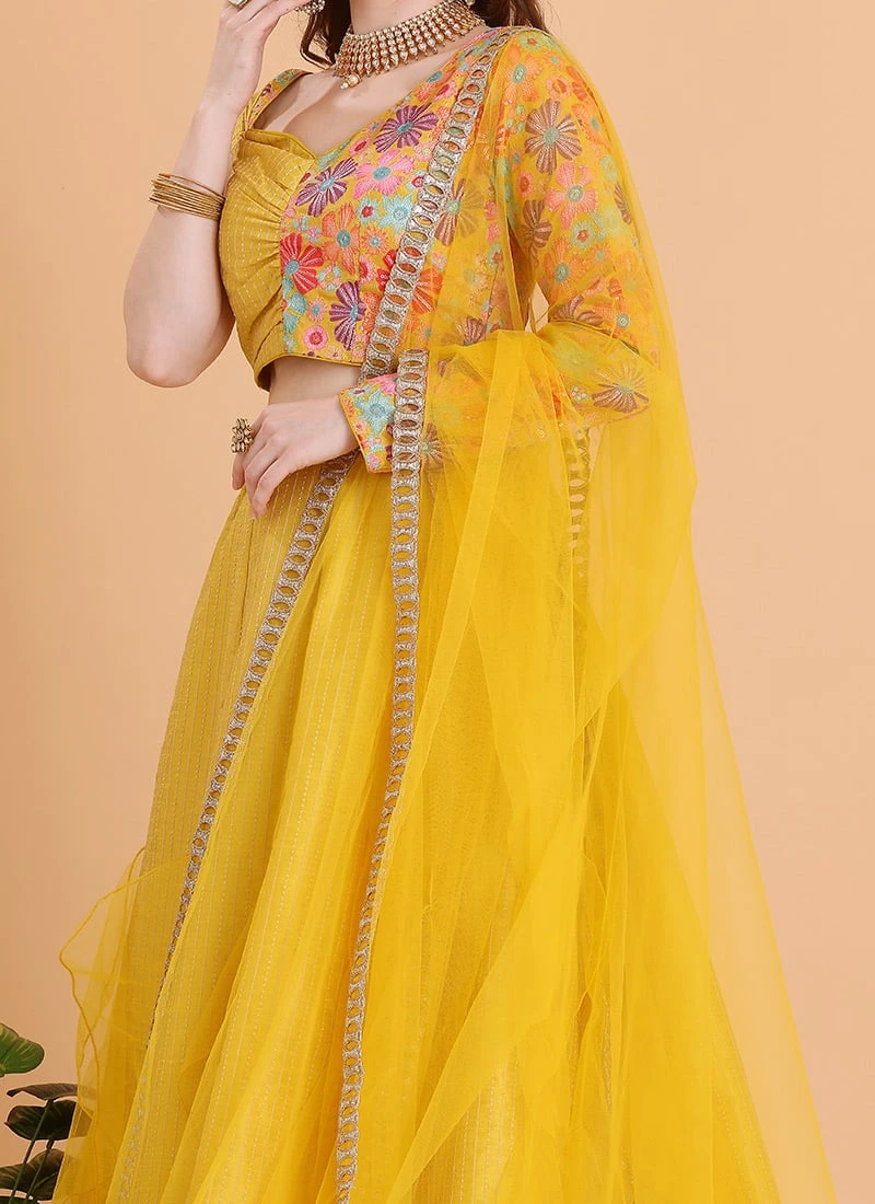 Dupatta From Mustard Yellow Embroidered Ruffles Lehenga After Six Wear 3 Dupatta From Mustard Yellow Embroidered Ruffles Lehenga After Six Wear