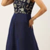 Navy Blue Embroidered Kali Style Gown Festive Wear -ZariGrace Shop Navy Blue Embroidered Kali Style Gown IWBS02203495 l