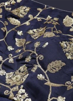 Navy Blue Embroidered Kali Style Gown Festive Wear -ZariGrace Shop Navy Blue Embroidered Kali Style Gown IWBS02203495 rrc2