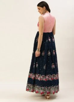 Navy Blue Embroidered Pleated Style Gown Party Wear 13 Navy Blue Embroidered Pleated Style Gown Party Wear -ZariGrace Shop Navy Blue Embroidered Pleated Style Gown IWBS02209733 b