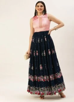Navy Blue Embroidered Pleated Style Gown Party Wear 12 Navy Blue Embroidered Pleated Style Gown Party Wear -ZariGrace Shop Navy Blue Embroidered Pleated Style Gown IWBS02209733 u
