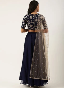 Navy Blue Embroidery Scallop Lehenga Set Festive Wear -ZariGrace Shop Navy Blue Embroidery Scallop Lehenga Set GHBS02205005 b