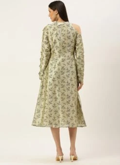 Off White Art Silk Printed Dress After Six Wear -ZariGrace Shop Off White Art Silk Printed Dress DRBS02205900 b