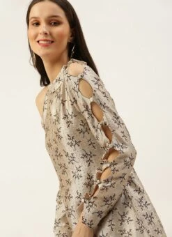 Off White Art Silk Printed Dress After Six Wear -ZariGrace Shop Off White Art Silk Printed Dress DRBS02205900 rrc2