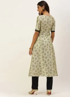 Off White Art Silk Printed Kurta Set Festive Wear -ZariGrace Shop Off White Art Silk Printed Kurta Set KSBS02205931 b