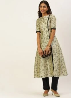 Off White Art Silk Printed Kurta Set Festive Wear -ZariGrace Shop Off White Art Silk Printed Kurta Set KSBS02205931 u