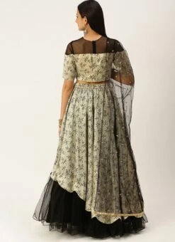 Off White Art Silk Scallop Lehenga Set Wedding Wear Festive Wear -ZariGrace Shop Off White Art Silk Scallop Lehenga Set GHBS02205009 b