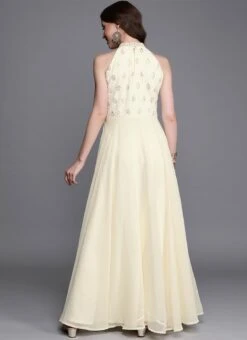 Off White Embroidered Floor Length Gown Festive Wear -ZariGrace Shop Off White Embroidered Floor Length Gown IWBS01911745 b