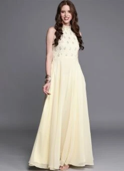 Off White Embroidered Floor Length Gown Festive Wear -ZariGrace Shop Off White Embroidered Floor Length Gown IWBS01911745 u