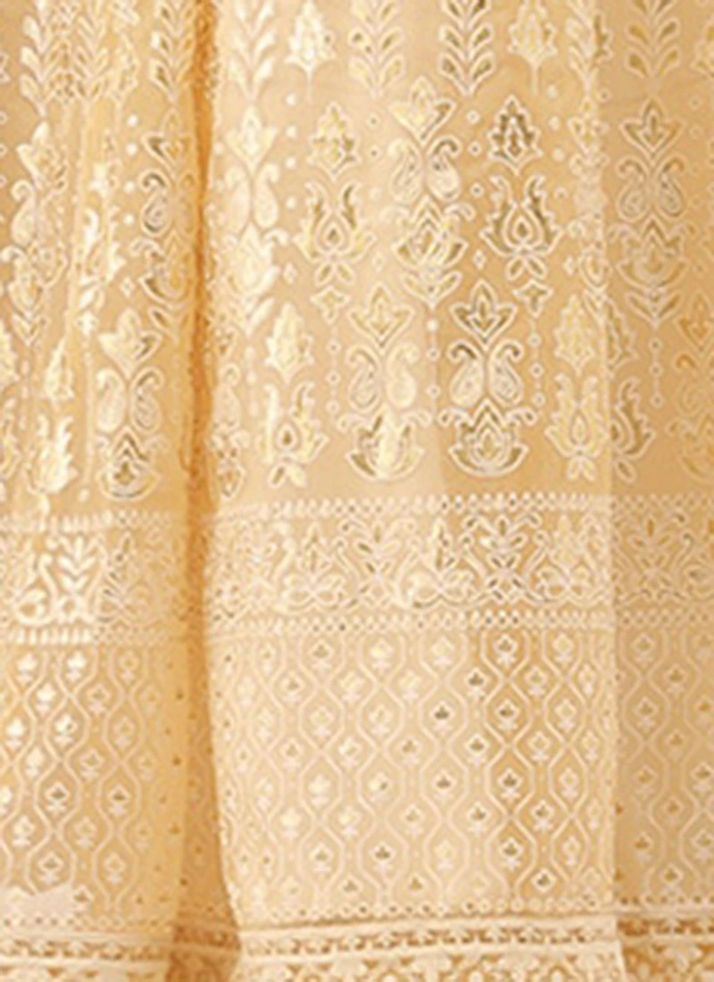 Off White Embroidered Kali Style One Shoulder Gown Party Wear 9 Off White Embroidered Kali Style One Shoulder Gown Party Wear - Image 7