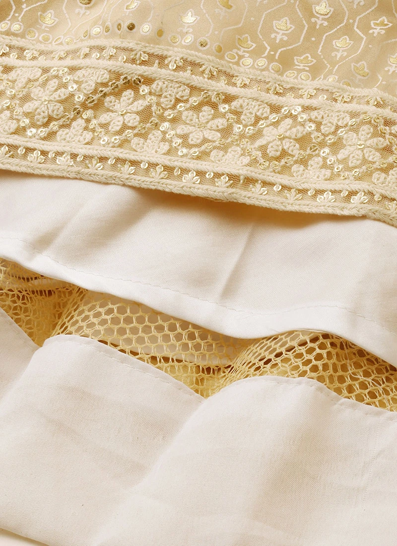 Off White Embroidered Kali Style One Shoulder Gown Party Wear 10 Off White Embroidered Kali Style One Shoulder Gown Party Wear - Image 8