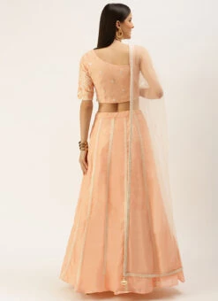 Off White N Pale Peach One Shoulder Lehenga Party Wear -ZariGrace Shop Off White N Pale Peach One Shoulder Lehenga GHBS02204710 b
