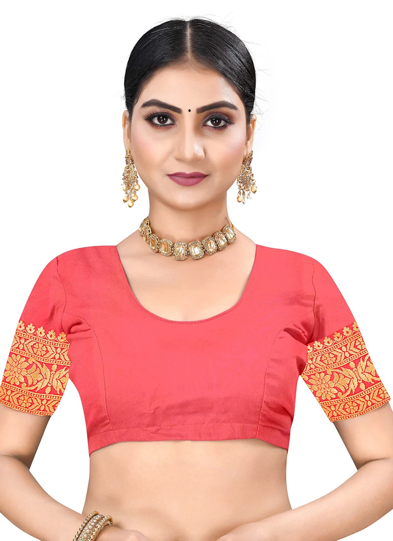 Off White N Red Color Woven Work Cotton Saree Festive Wear 6 Off White N Red Color Woven Work Cotton Saree Festive Wear - Image 4