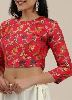 Off White N Red Embroidered Half N Half Saree Festive Wear -ZariGrace Shop Off White N Red Embroidered Half N Half Saree SABS02001319 rrc1