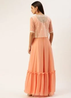 Jacket From Off White Net Embroidered Jacket Style Gown -ZariGrace Shop Off White Net Embroidered Jacket Style Gown IWBS02301759 b