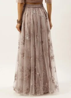 Off White Net Full Circular Skirt Party Wear -ZariGrace Shop Off White Net Full Circular Skirt WBBS02306463 b