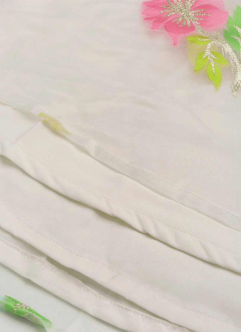 Off White Organza Jacquard Skirt N Top Festive Wear 10 Off White Organza Jacquard Skirt N Top Festive Wear - Image 8