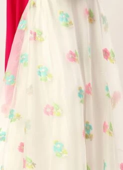 Off White Organza Jacquard Skirt Festive Wear