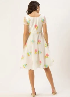 Off White Pleated Yoke Organza Dress After Six Wear -ZariGrace Shop Off White Pleated Yoke Organza Dress DRBS02110893 b