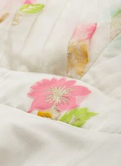 Off White Pleated Yoke Organza Dress After Six Wear -ZariGrace Shop Off White Pleated Yoke Organza Dress DRBS02110893 rrc1