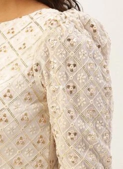 Off White Sequins Embroidery Blouse Festive Wear -ZariGrace Shop Off White Sequins Embroidery Blouse BLBS02305206 rrc4