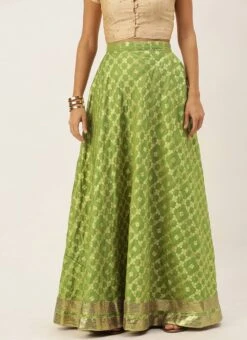 Olive Green Brocade Floor Length Skirt Festive Wear 14 Olive Green Brocade Floor Length Skirt Festive Wear -ZariGrace Shop Olive Green Brocade Floor Length Skirt WBBS02012674 rrc1