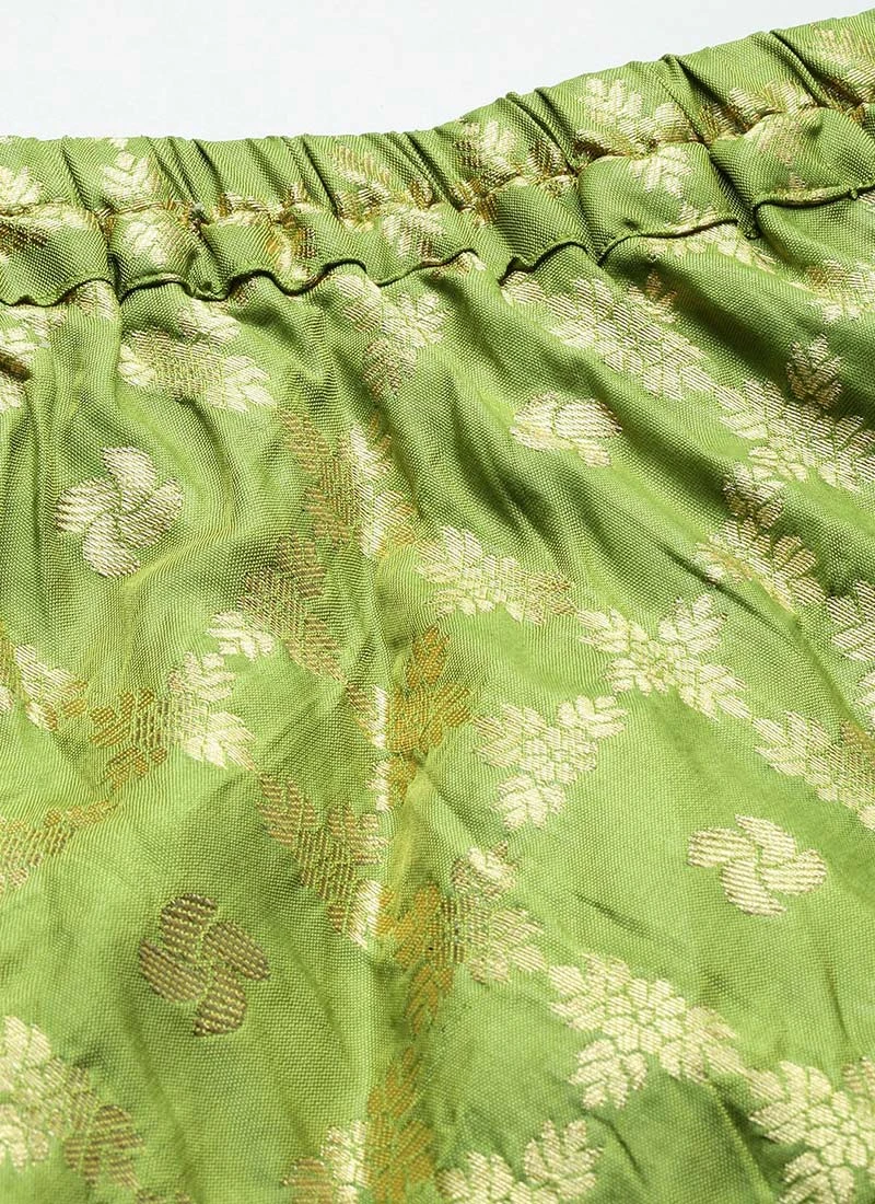 Olive Green Brocade Floor Length Skirt Festive Wear 9 Olive Green Brocade Floor Length Skirt Festive Wear - Image 7
