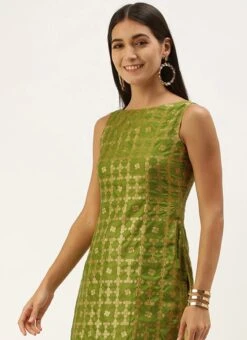 Olive Green Brocade Top Festive Wear 13 Olive Green Brocade Top Festive Wear -ZariGrace Shop Olive Green Brocade Top KRBS02307709 b