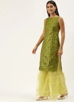 Olive Green Brocade Top Festive Wear 12 Olive Green Brocade Top Festive Wear -ZariGrace Shop Olive Green Brocade Top KRBS02307709 u