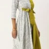 Olive Green N White Asymmetrical Shirt Dress After Six Wear -ZariGrace Shop Olive Green N White Asymmetrical Shirt Dress DRBS02105396 l
