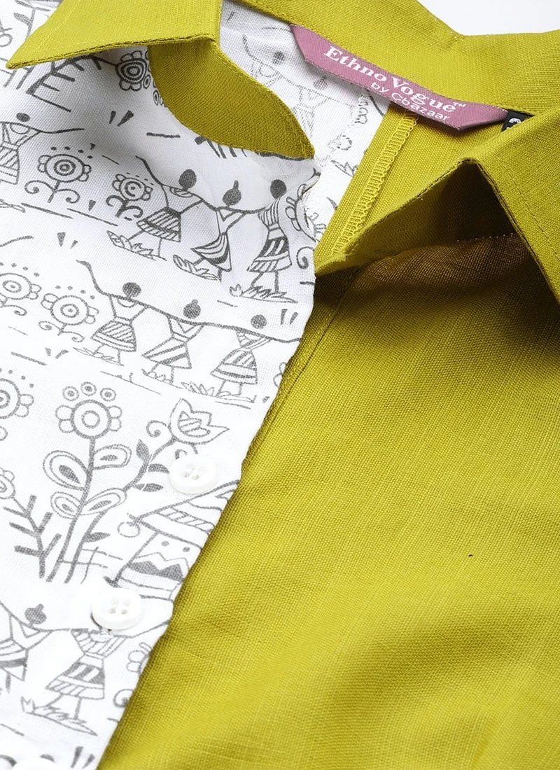 Olive Green N White Asymmetrical Shirt Dress After Six Wear 7 Olive Green N White Asymmetrical Shirt Dress After Six Wear - Image 5