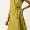 Olive Green Rayon Foil Print Kurta Set After Six Wear Festive Wear