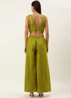 Bottom From Olive Green Rayon Foil Printed Co Ord Set After Six Wear -ZariGrace Shop Olive Green Rayon Foil Printed Co ord Set IWBS02211126 b
