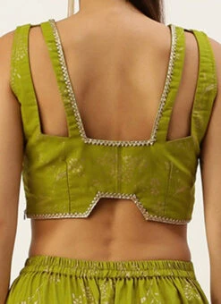 Bottom From Olive Green Rayon Foil Printed Co Ord Set After Six Wear -ZariGrace Shop Olive Green Rayon Foil Printed Co ord Set IWBS02211126 rrc3