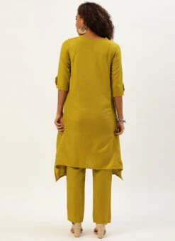 Olive Green Rayon Kurti Set Work Wear Festive Wear -ZariGrace Shop Olive Green Rayon Kurti Set KSBS02209801 b