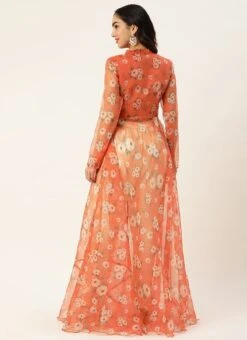 Orange Digital Printed Kurta Set With Pant Festive Wear 13 Orange Digital Printed Kurta Set With Pant Festive Wear -ZariGrace Shop Orange Digital Printed Kurta Set With Pant KSBS02305246 b