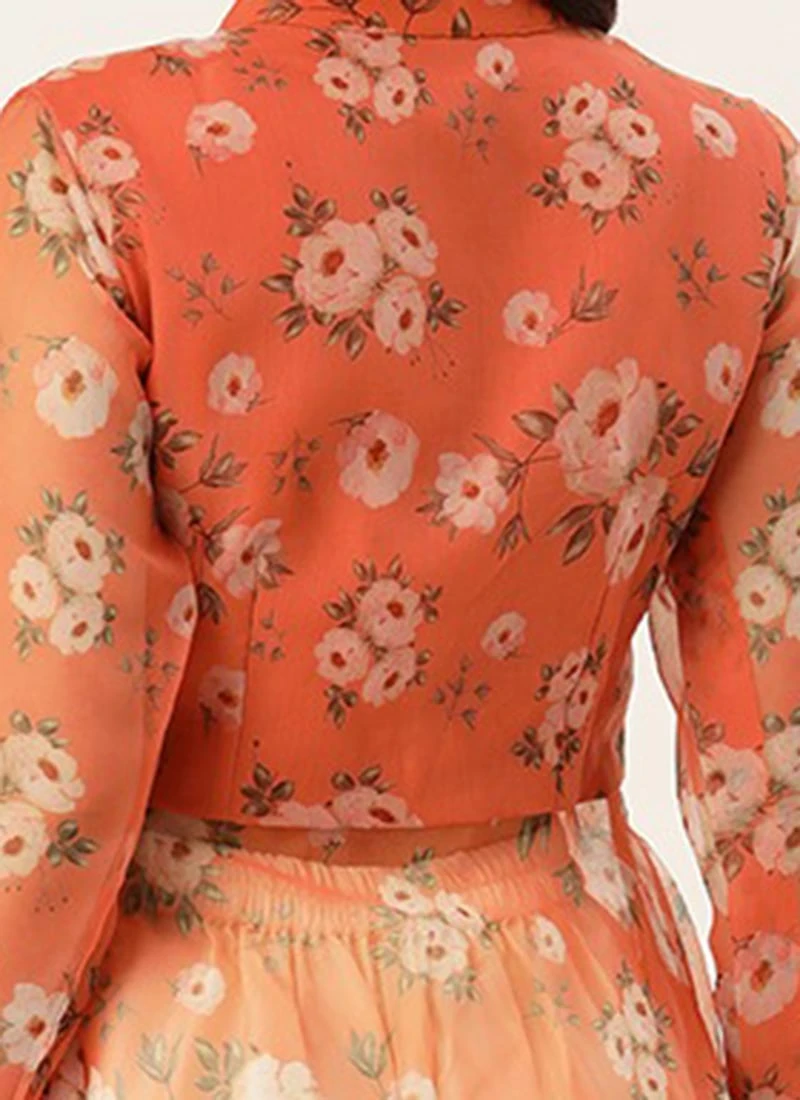 Orange Digital Printed Kurta Set With Pant Festive Wear 9 Orange Digital Printed Kurta Set With Pant Festive Wear - Image 7