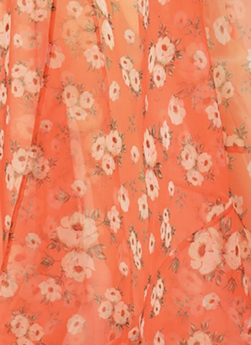 Orange Digital Printed Kurta Set With Pant Festive Wear 10 Orange Digital Printed Kurta Set With Pant Festive Wear - Image 8