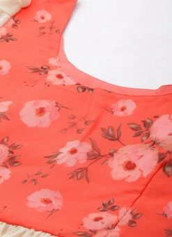 Orange N Off White Printed Dress Festive Wear 14 Orange N Off White Printed Dress Festive Wear -ZariGrace Shop Orange N Off White Printed Dress DRBS02303892 rrc1