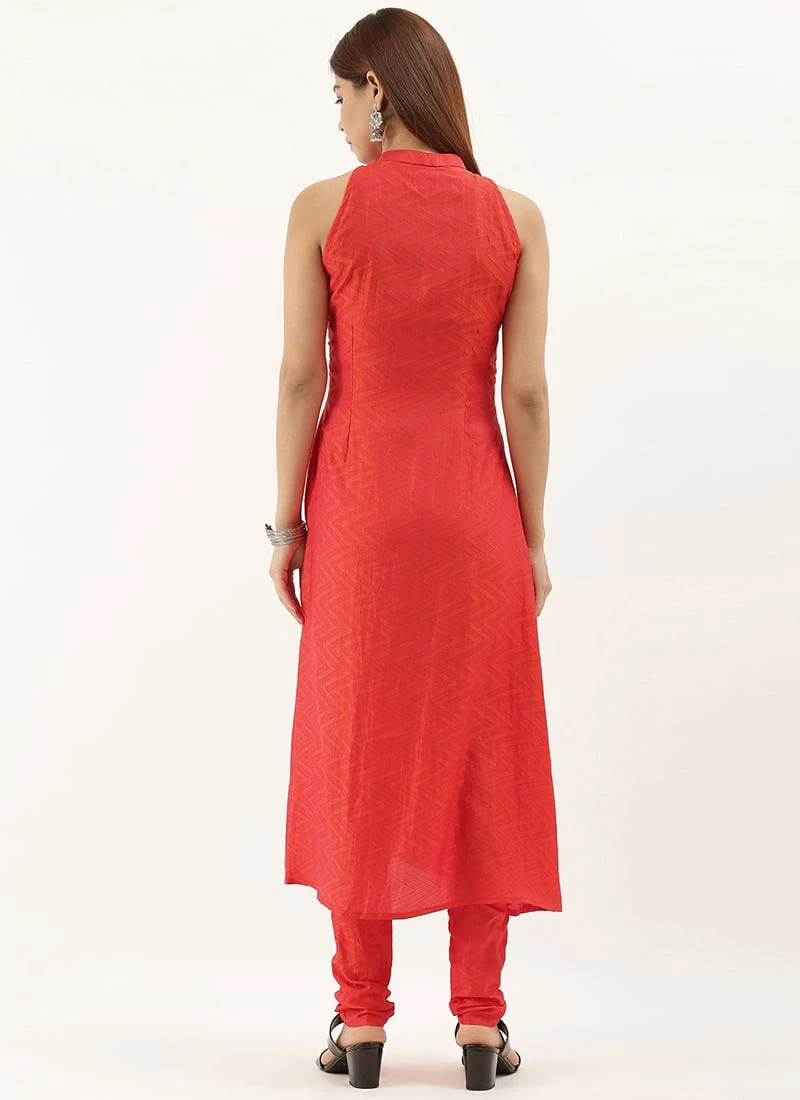 Orange N Pink Art Silk Narrow Straight Pant Festive Wear 6 Orange N Pink Art Silk Narrow Straight Pant Festive Wear - Image 4