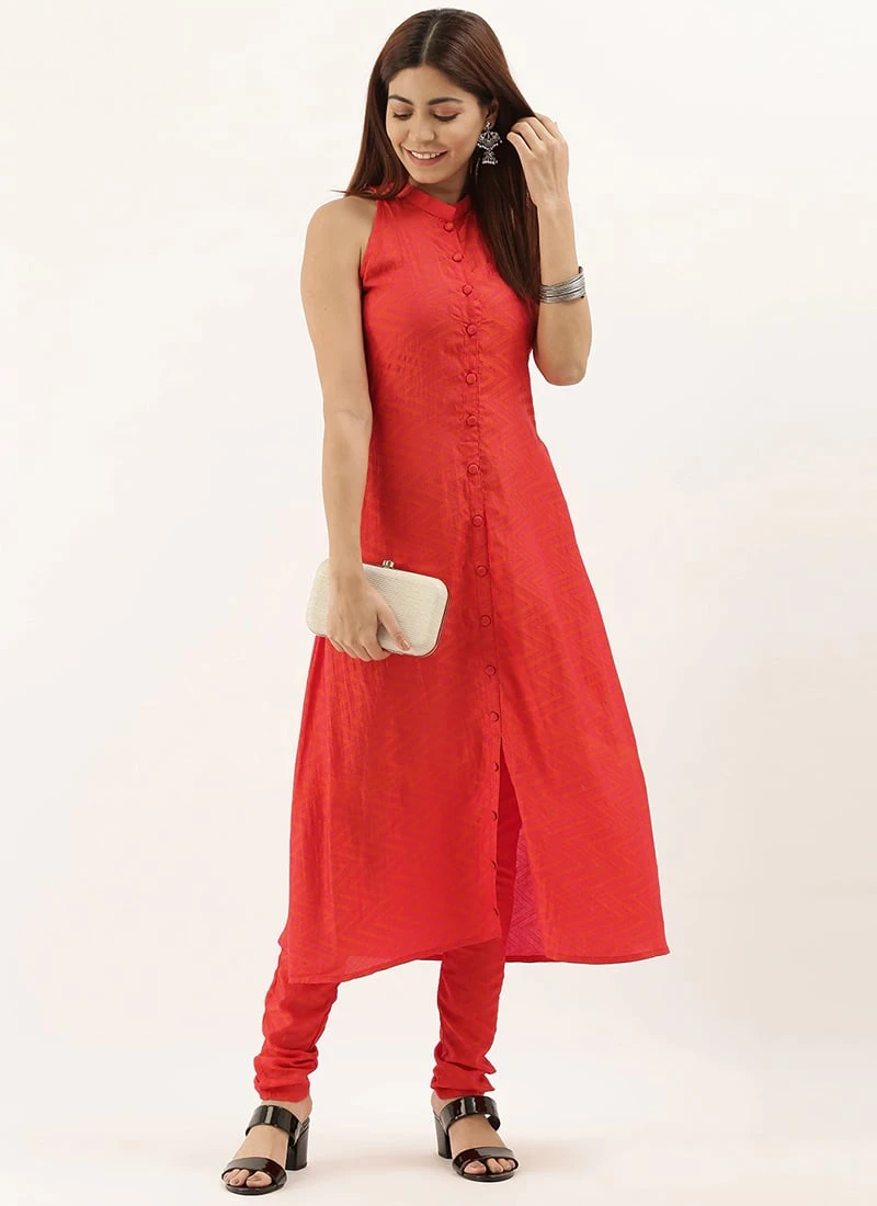 Orange N Pink Art Silk Narrow Straight Pant Festive Wear 5 Orange N Pink Art Silk Narrow Straight Pant Festive Wear - Image 3