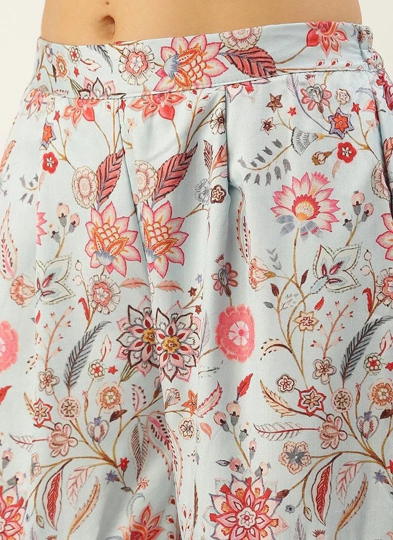 Top From Pale Blue Lily Art Silk Printed Gharara Set After Six Wear 9 Top From Pale Blue Lily Art Silk Printed Gharara Set After Six Wear - Image 7