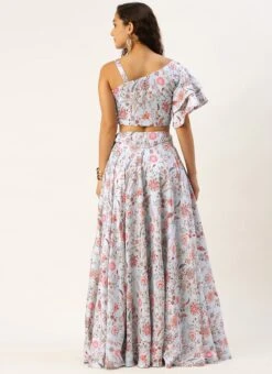 Skirt From Pale Blue Lily Art Silk Printed Skirt Set After Six Wear -ZariGrace Shop Pale Blue Lily Art Silk Printed Skirt Set IWBS02302383 b