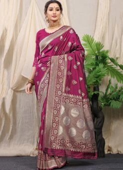 Patola Silk Wine Color Zari Weaving Work Saree Festive Wear -ZariGrace Shop Patola Silk Wine Color Zari Weaving Work Saree SASOM111104 u