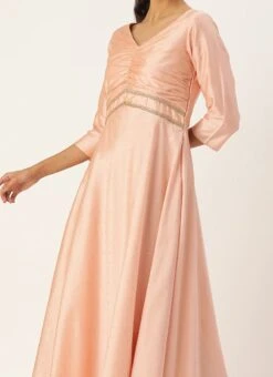 Peach Art Silk Anarkali Gown Festive Wear