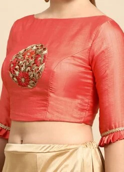 Peach Art Silk Blouse Festive Wear