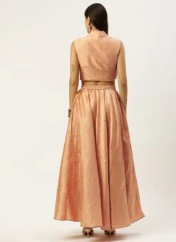 Skirt From Peach Art Silk Jacquard Co Ords Set After Six Wear -ZariGrace Shop Peach Art Silk Jacquard Co Ords Set IWBS02211099 b